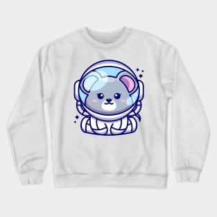 Cute baby mouse wearing an astronaut suit, cartoon character Crewneck Sweatshirt